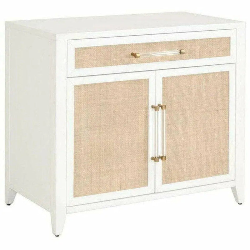 Holland White Rattan Scandinavian Nightstand