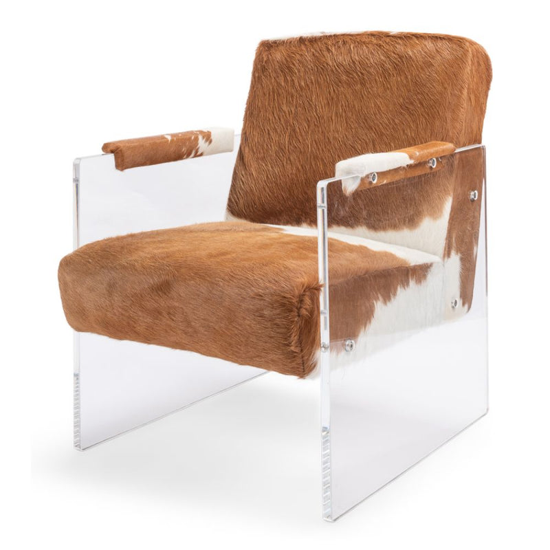 Holloway Armchair Unique Cowhide Accent Chair-Accent Chairs-Sarreid-LOOMLAN