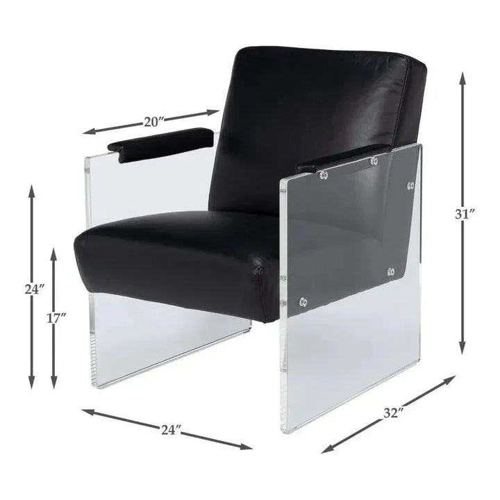 Holloway Leather Black Armchair - LOOMLAN - Sarreid - Accent Chairs