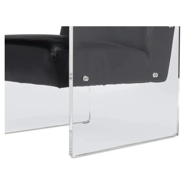 Holloway Leather Black Armchair - LOOMLAN - Sarreid - Accent Chairs