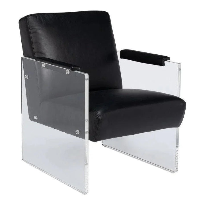 Holloway Leather Black Armchair - LOOMLAN - Sarreid - Accent Chairs
