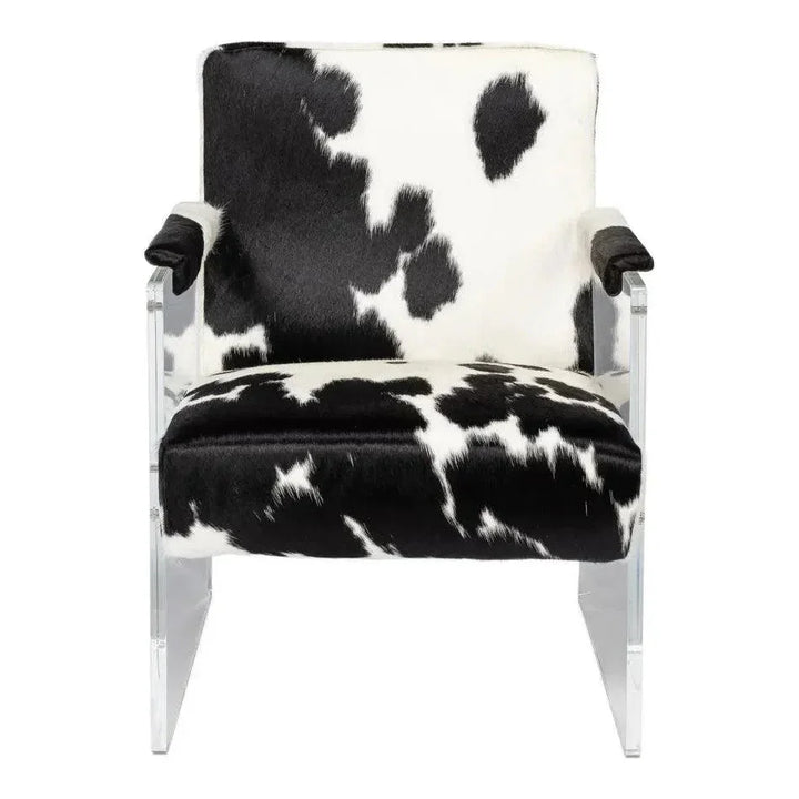 Holloway Leather Black and White Armchair - LOOMLAN - Sarreid - Accent Chairs