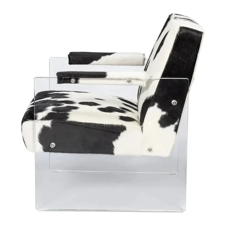 Holloway Leather Black and White Armchair - LOOMLAN - Sarreid - Accent Chairs