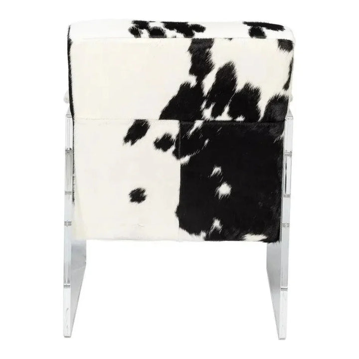 Holloway Leather Black and White Armchair - LOOMLAN - Sarreid - Accent Chairs