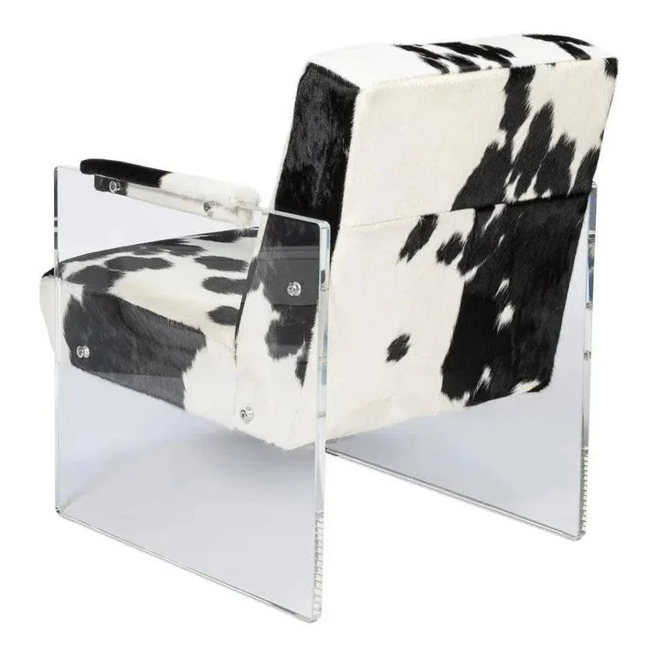 Holloway Leather Black and White Armchair - LOOMLAN - Sarreid - Accent Chairs