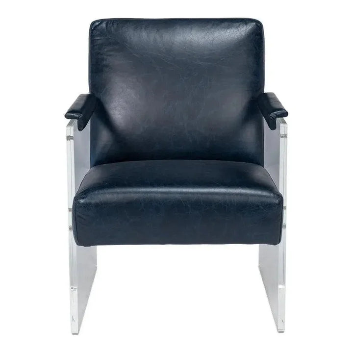 Holloway Leather Blue Armchair - LOOMLAN - Sarreid - Accent Chairs