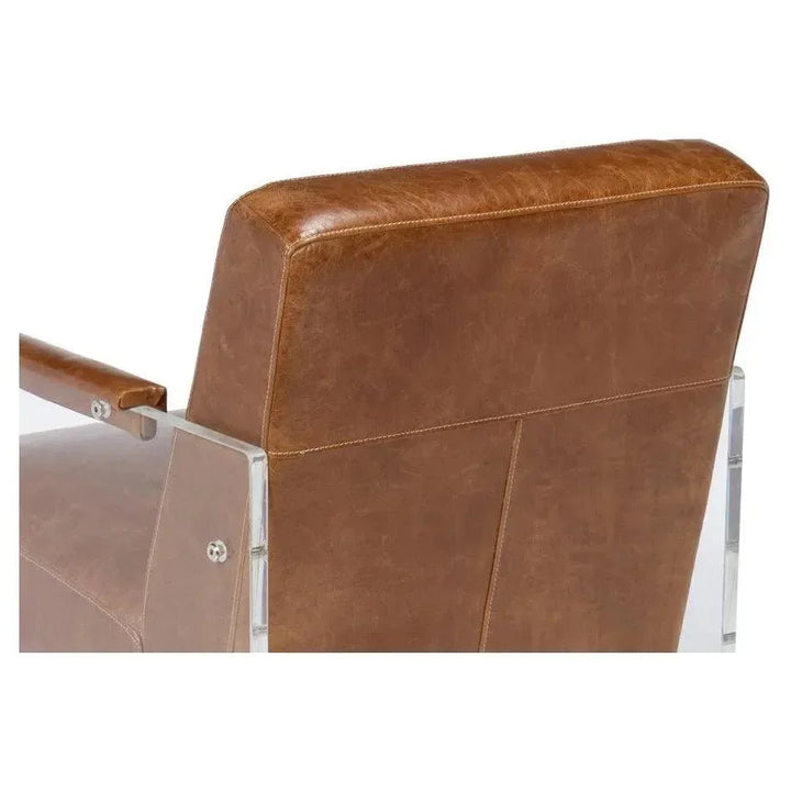 Holloway Leather Brown Armchair - LOOMLAN - Sarreid - Accent Chairs