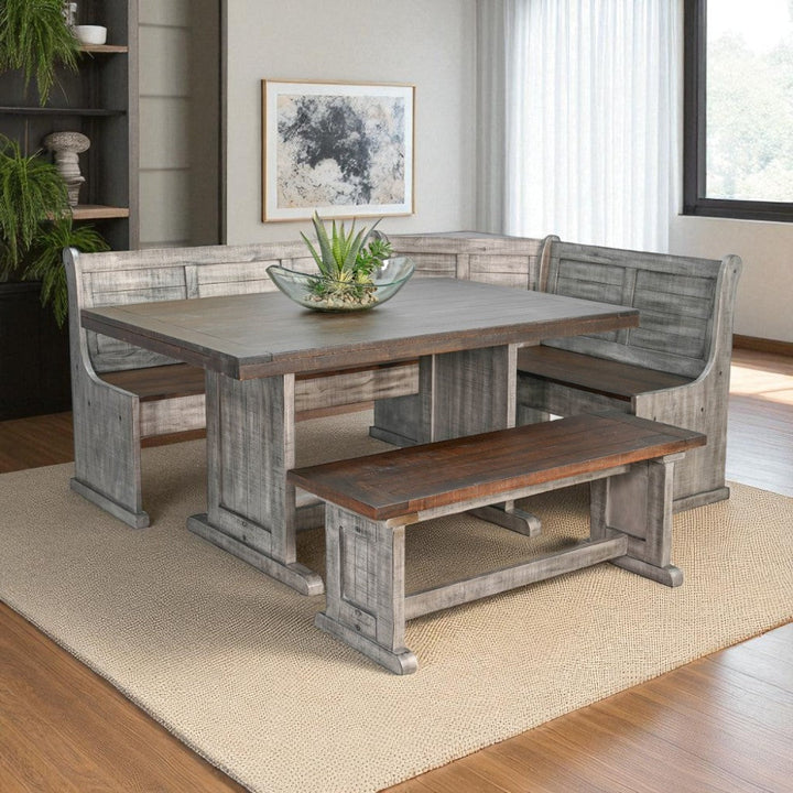 Homestead Grey Corner Table Breakfast Nook Set Storage-Dining Table Sets-Sunny D-LOOMLAN