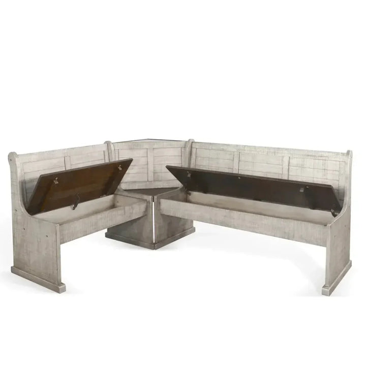 Homestead Grey Corner Table Breakfast Nook Set Storage-Dining Table Sets-Sunny D-LOOMLAN