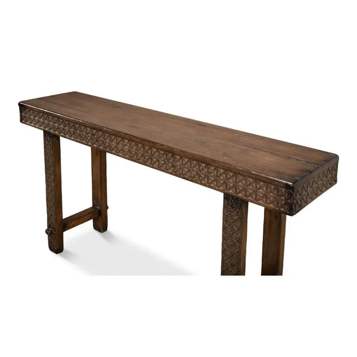 Honeycomb & Cross Console Table Solid Wood - LOOMLAN - Sarreid - Console Tables