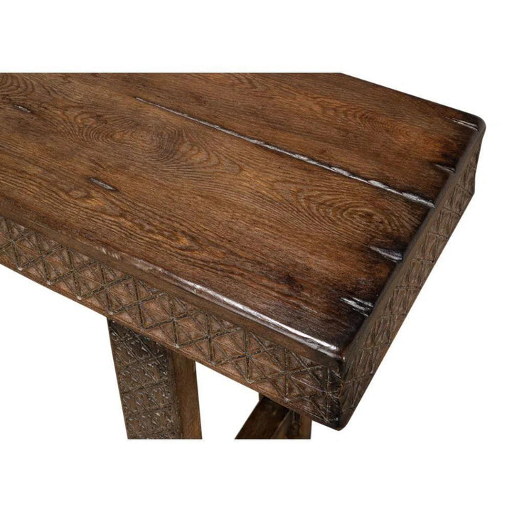 Honeycomb & Cross Console Table Solid Wood - LOOMLAN - Sarreid - Console Tables
