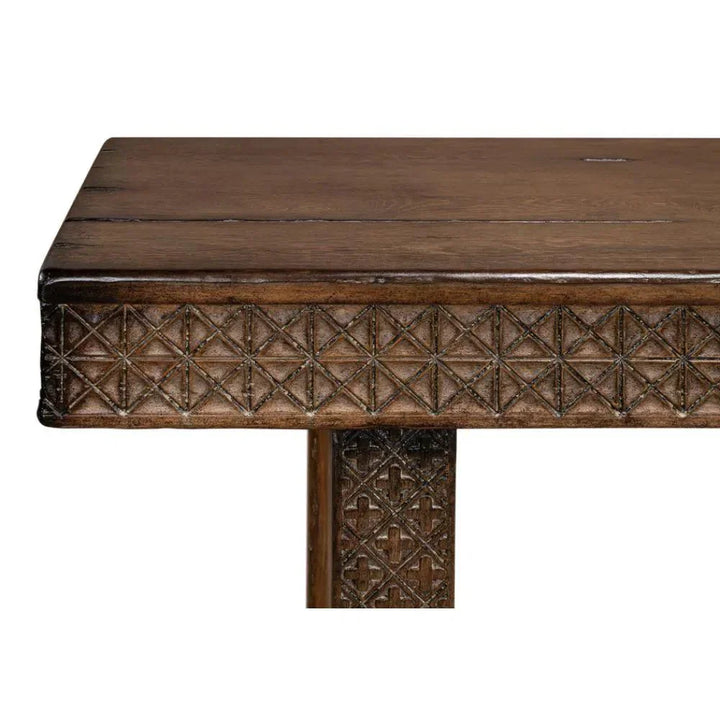 Honeycomb & Cross Console Table Solid Wood - LOOMLAN - Sarreid - Console Tables