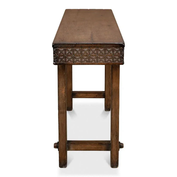 Honeycomb & Cross Console Table Solid Wood - LOOMLAN - Sarreid - Console Tables
