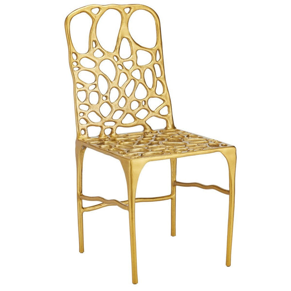 Honeycomb Golden Armless Side Chair