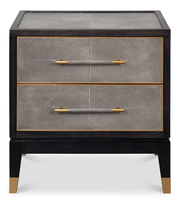 Horatio Two Drawer Leather Nightstand - LOOMLAN - Sarreid - Nightstands