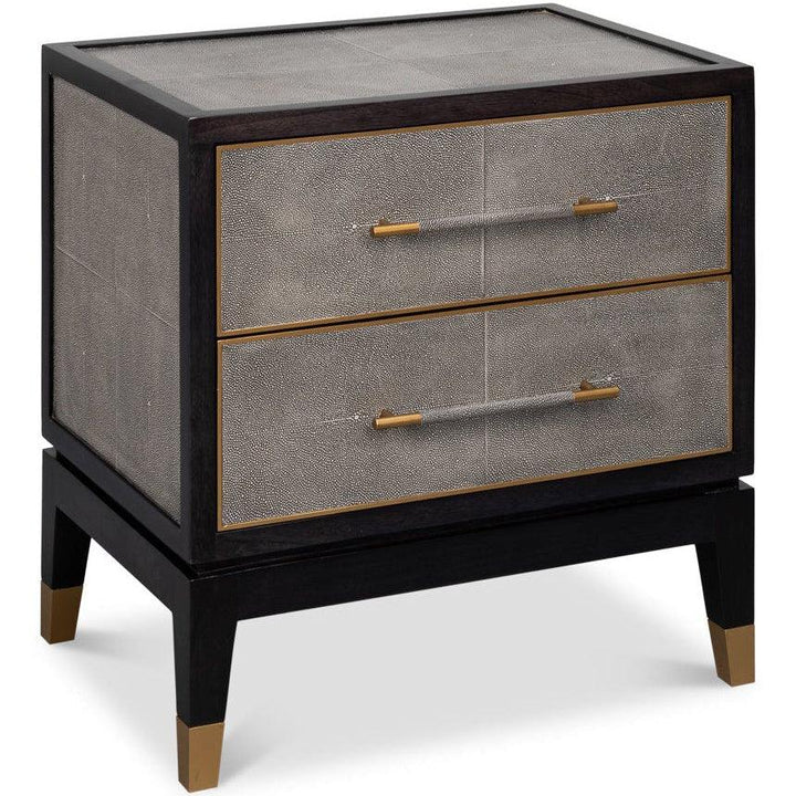 Horatio Two Drawer Leather Nightstand - LOOMLAN - Sarreid - Nightstands