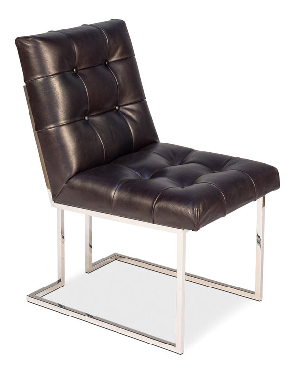 Hubbard Iron & Leather Accent Chair-Accent Chairs-Sarreid-LOOMLAN