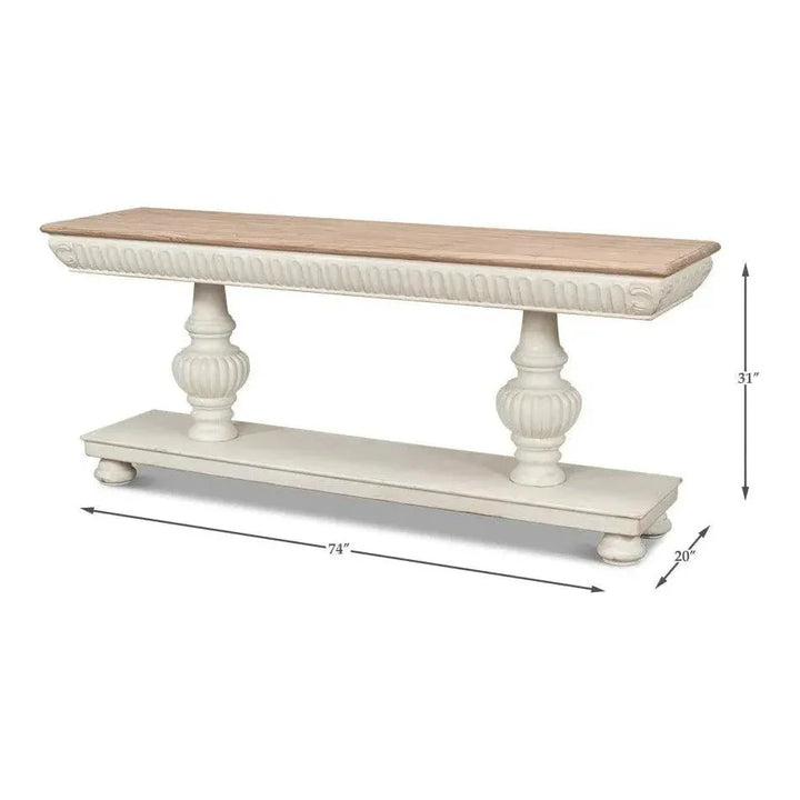 Hugo Console Table Storage Antique White Natural - LOOMLAN - Sarreid - Console Tables