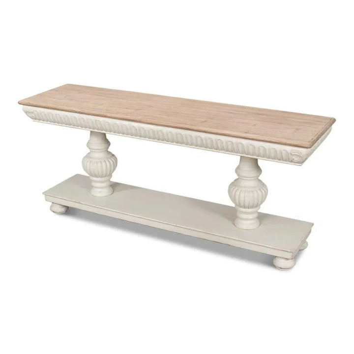 Hugo Console Table Storage Antique White Natural - LOOMLAN - Sarreid - Console Tables