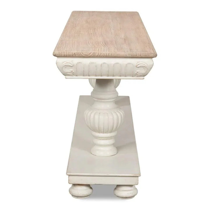 Hugo Console Table Storage Antique White Natural - LOOMLAN - Sarreid - Console Tables