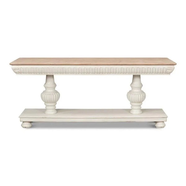 Hugo Console Table Storage Antique White Natural - LOOMLAN - Sarreid - Console Tables