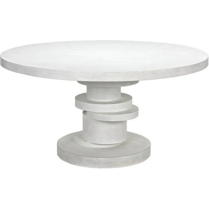 Hugo Round Wooden Dining Table-Dining Tables-Noir-White-LOOMLAN