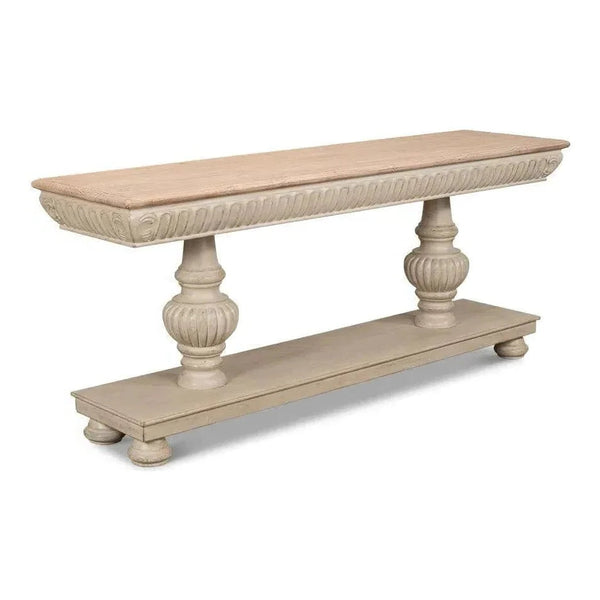 Hugo Console Table Storage Stone Grey Natural - LOOMLAN - Sarreid - Console Tables