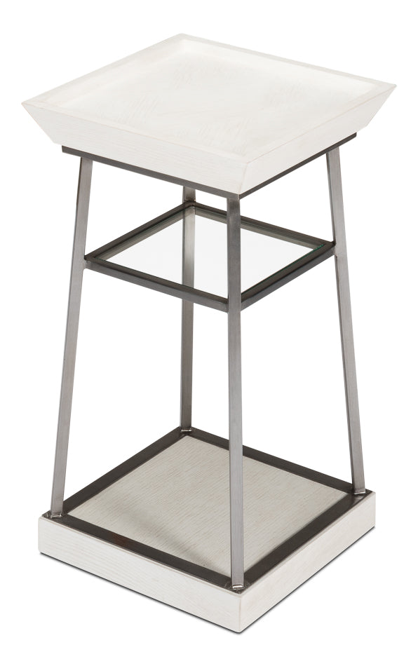 Hunt Country Drink Table Working White-Dining Tables-Sarreid-LOOMLAN