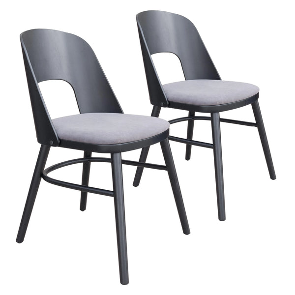 Iago Dining Chair (Set of 2) Gray & Black Dining Chairs LOOMLAN By Zuo Modern