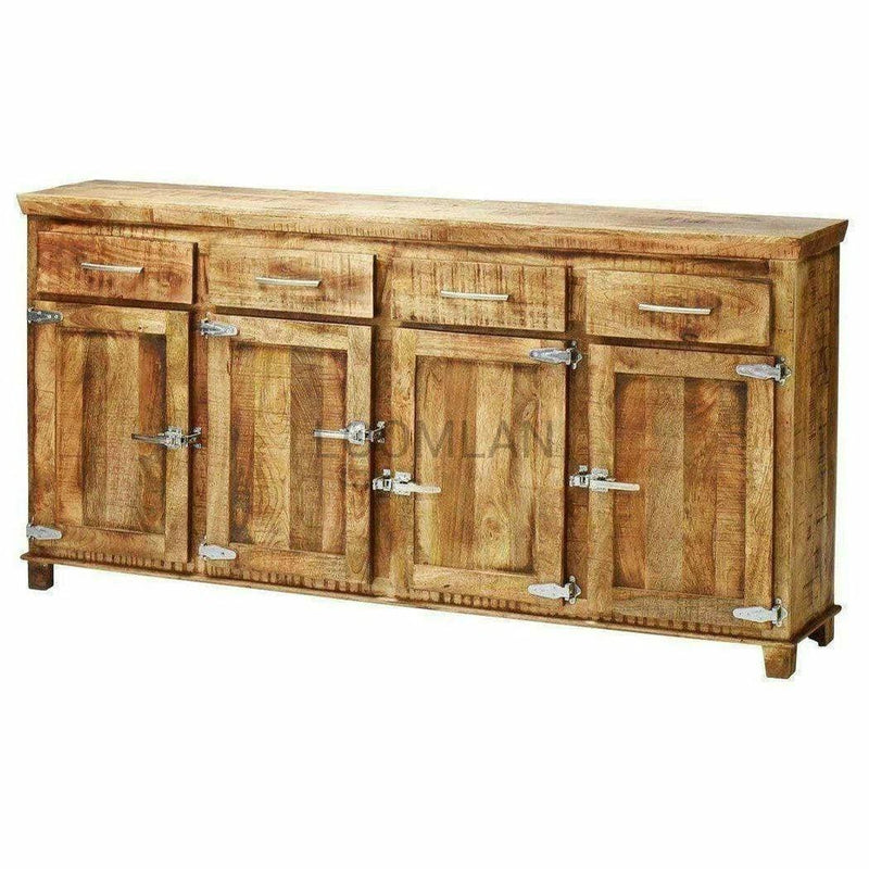 Icebox Lock Reclaimed Wood 4 Doors Sideboard