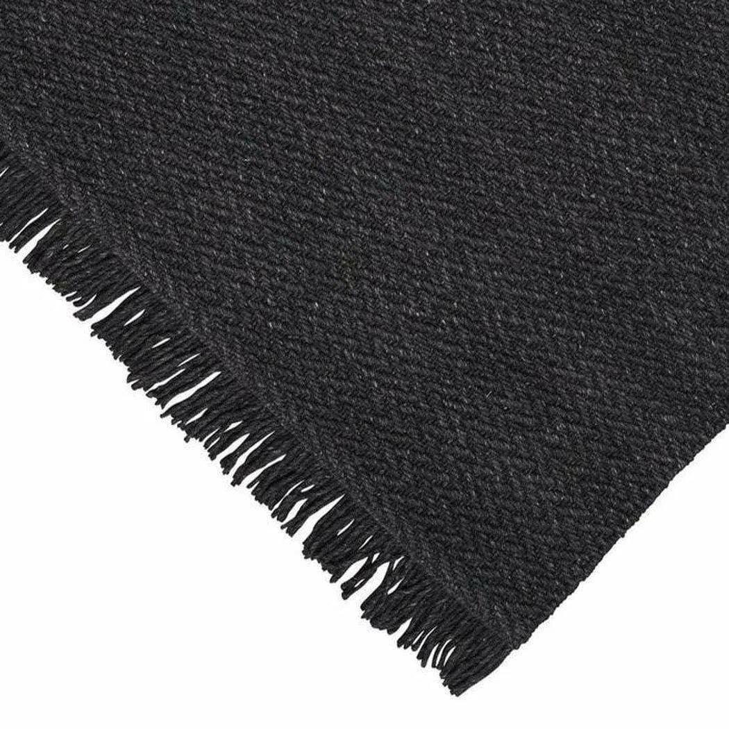 Idun Charcoal Black Solid Handmade Wool Rug