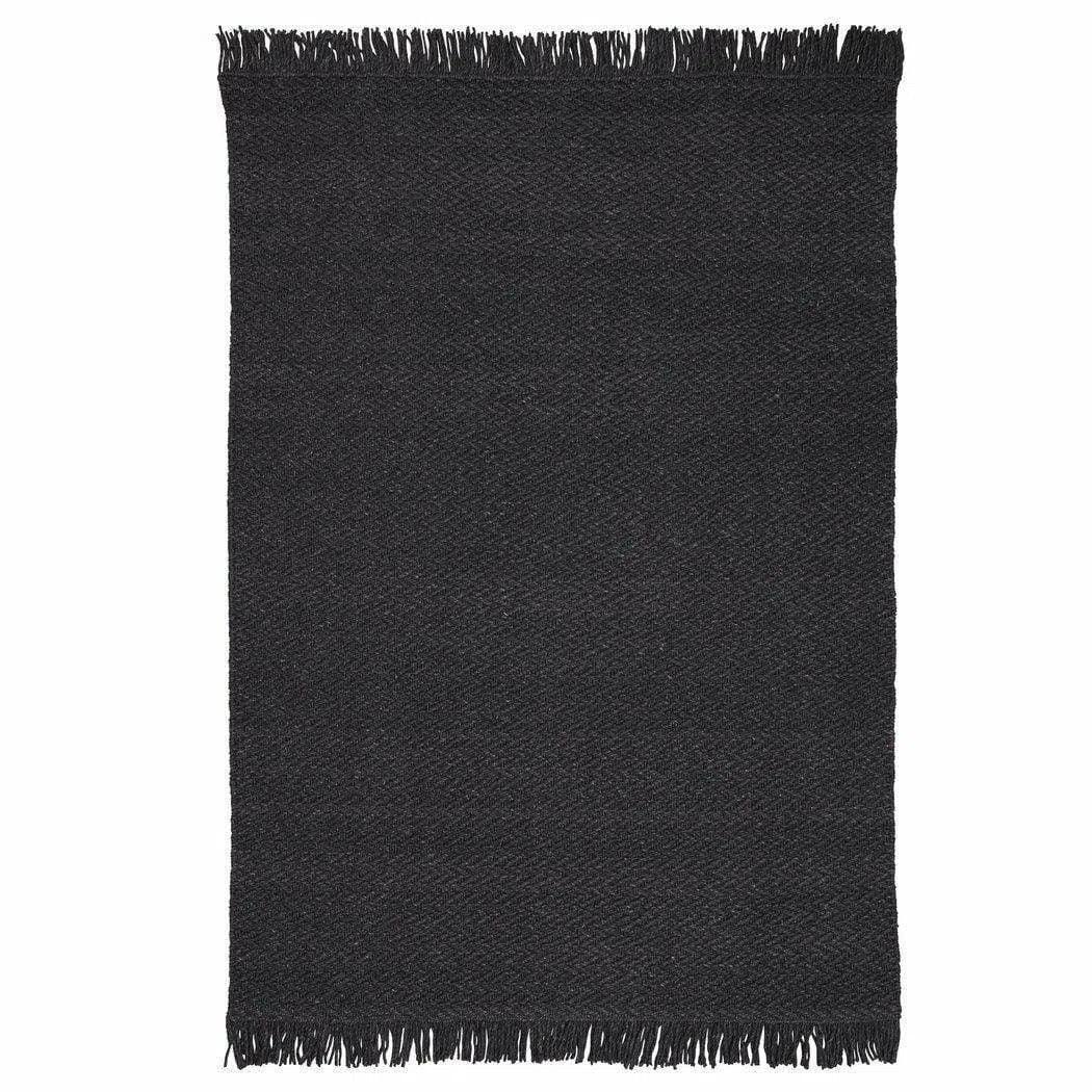 Idun Charcoal Black Solid Handmade Wool Rug