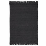 Idun Charcoal Black Solid Handmade Wool Rug