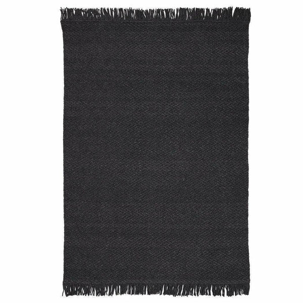 Idun Charcoal Black Solid Handmade Wool Rug