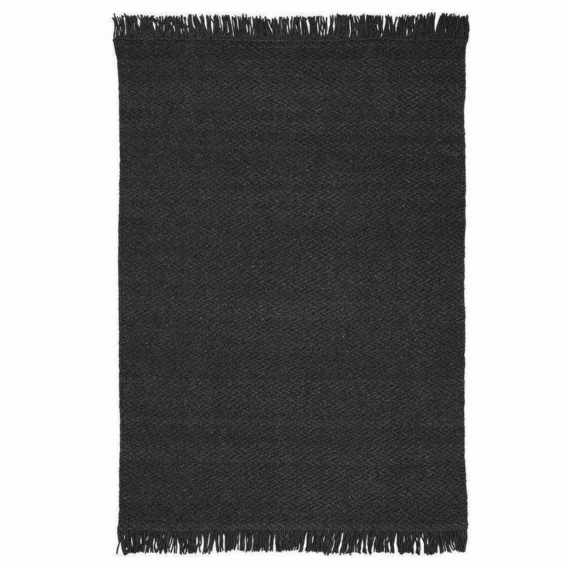 Idun Charcoal Black Solid Handmade Wool Rug