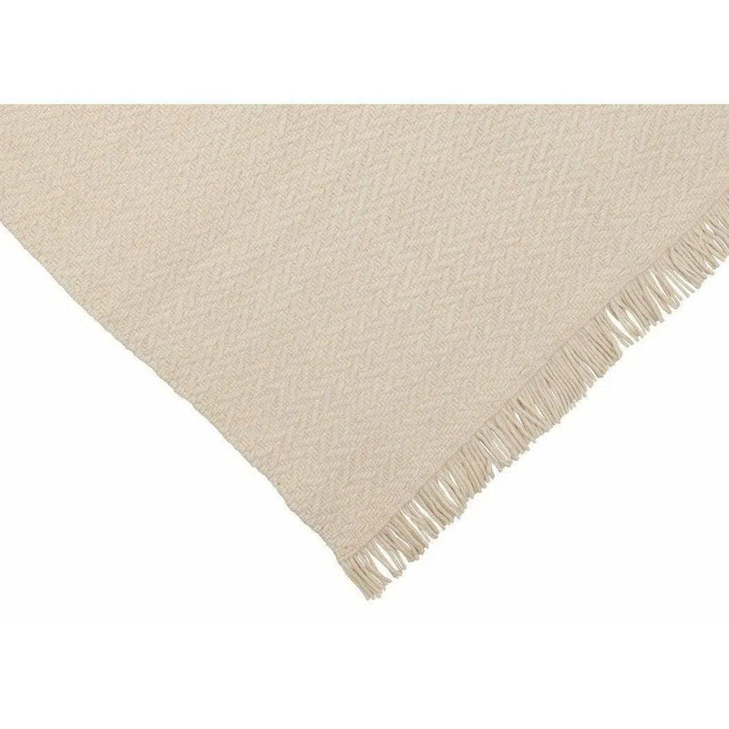 Idun White Beige Solid Handmade Wool Rug