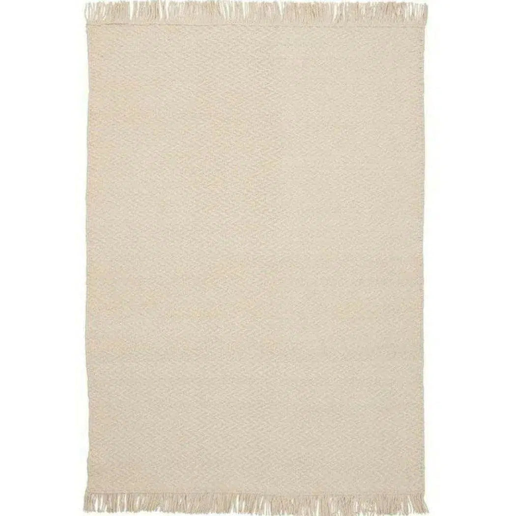 Idun White Beige Solid Handmade Wool Rug