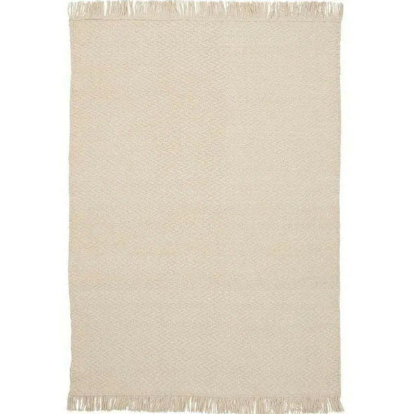 Idun White Beige Solid Handmade Wool Rug