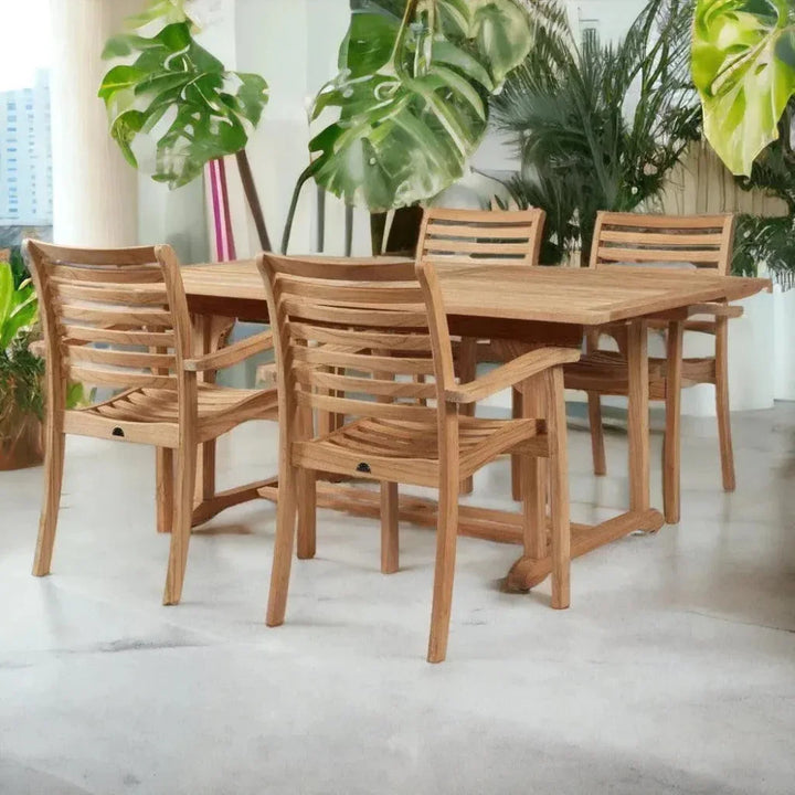 Extendable Teak Outdoor Dining Table for 8 | LOOMLAN