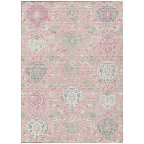 Ilyara Pink Washable Indoor-Outdoor Rug-Outdoor Rugs-LOOMLAN Rugs-2'6" x 3'10"-LOOMLAN