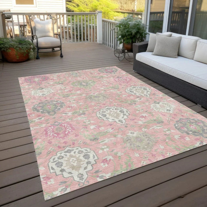 Ilyara Pink Washable Indoor-Outdoor Rug-Outdoor Rugs-LOOMLAN Rugs-LOOMLAN