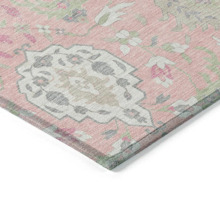 Ilyara Pink Washable Indoor-Outdoor Rug-Outdoor Rugs-LOOMLAN Rugs-LOOMLAN