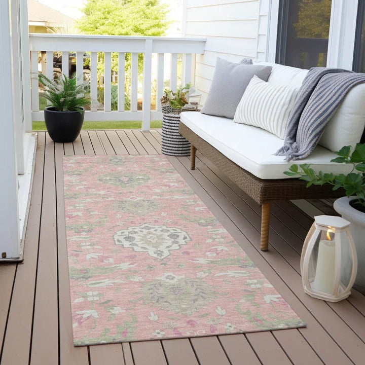 Ilyara Pink Washable Indoor-Outdoor Rug-Outdoor Rugs-LOOMLAN Rugs-LOOMLAN