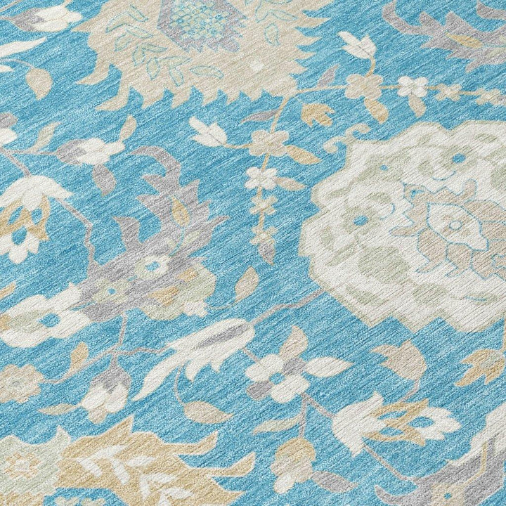 Ilyara Teal Washable Indoor-Outdoor Rug-Outdoor Rugs-LOOMLAN Rugs-LOOMLAN