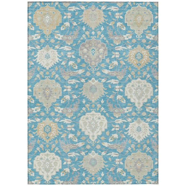 Ilyara Teal Washable Indoor-Outdoor Rug-Outdoor Rugs-LOOMLAN Rugs-2'6" x 3'10"-LOOMLAN