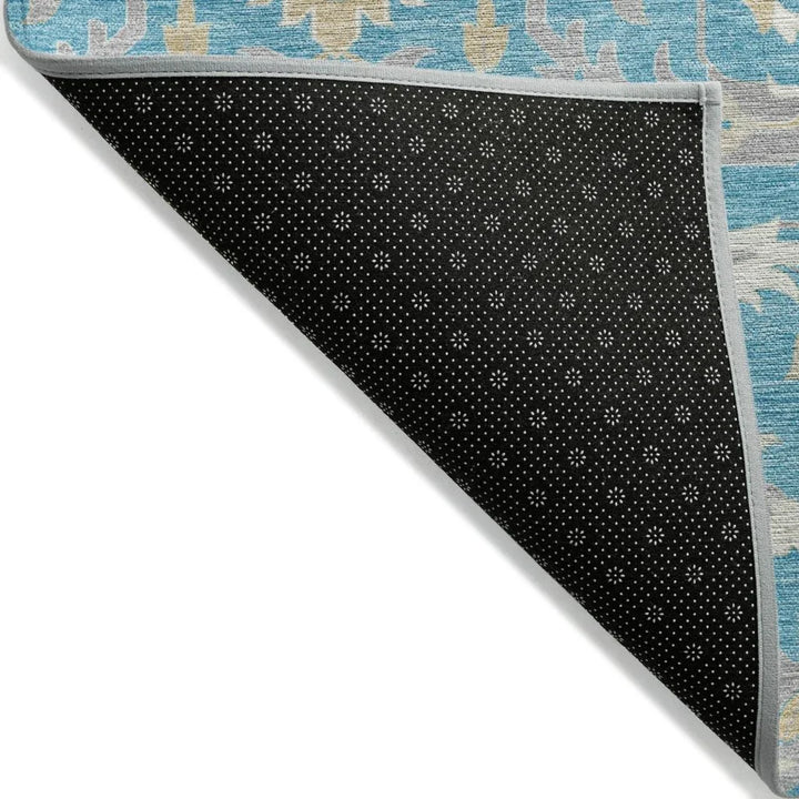 Ilyara Teal Washable Indoor-Outdoor Rug-Outdoor Rugs-LOOMLAN Rugs-LOOMLAN