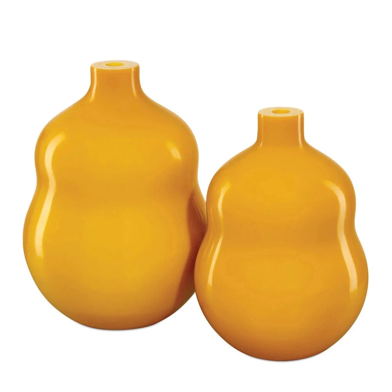 Imperial Double Gourd Yellow Glass Vase-Vases & Jars-Currey & Co-LOOMLAN