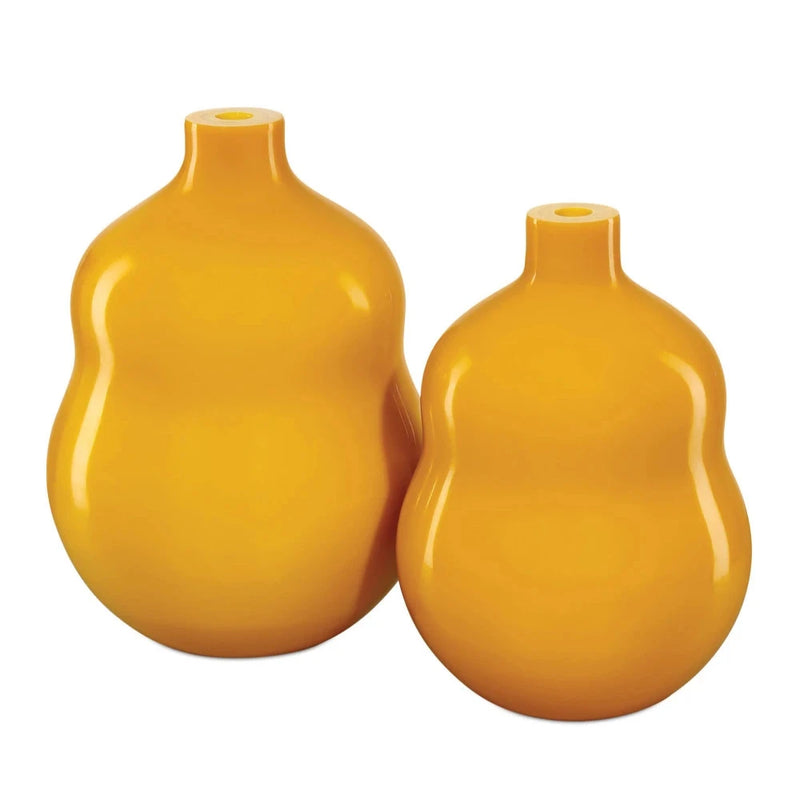 Imperial Double Gourd Yellow Glass Vase-Vases & Jars-Currey & Co-LOOMLAN