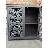 Industrial Gears Black Metal Accent Cabinet