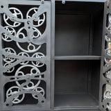 Industrial Gears Black Metal Accent Cabinet